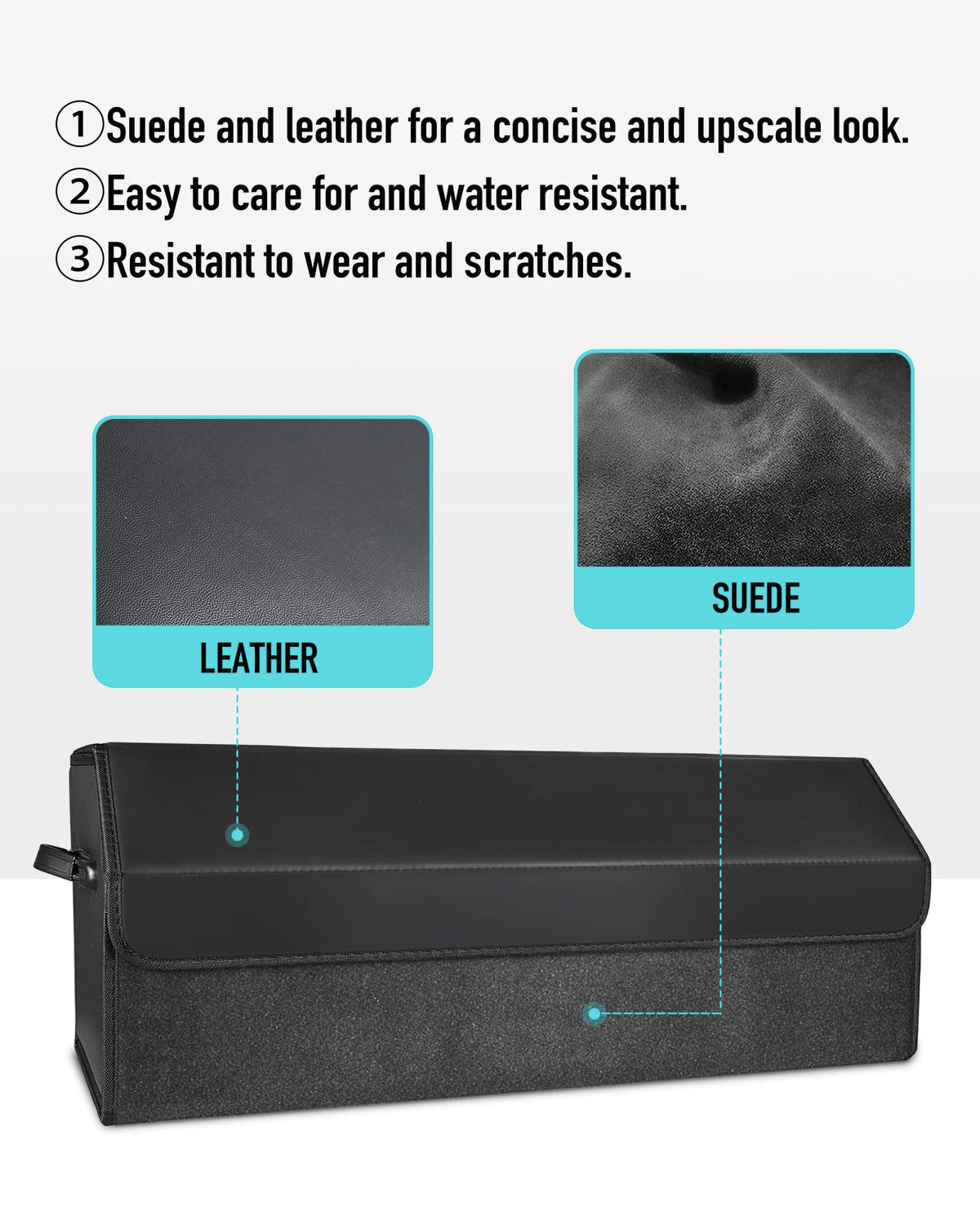 Fyzeoty close-up of suede and leather texture highlighting premium durability