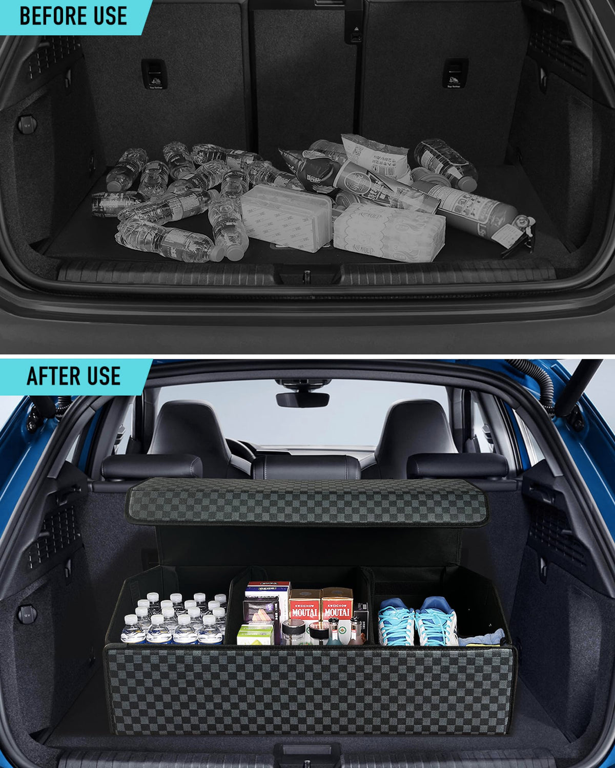Fyzeoty interior divider and pocket detail keeping items separated and secure