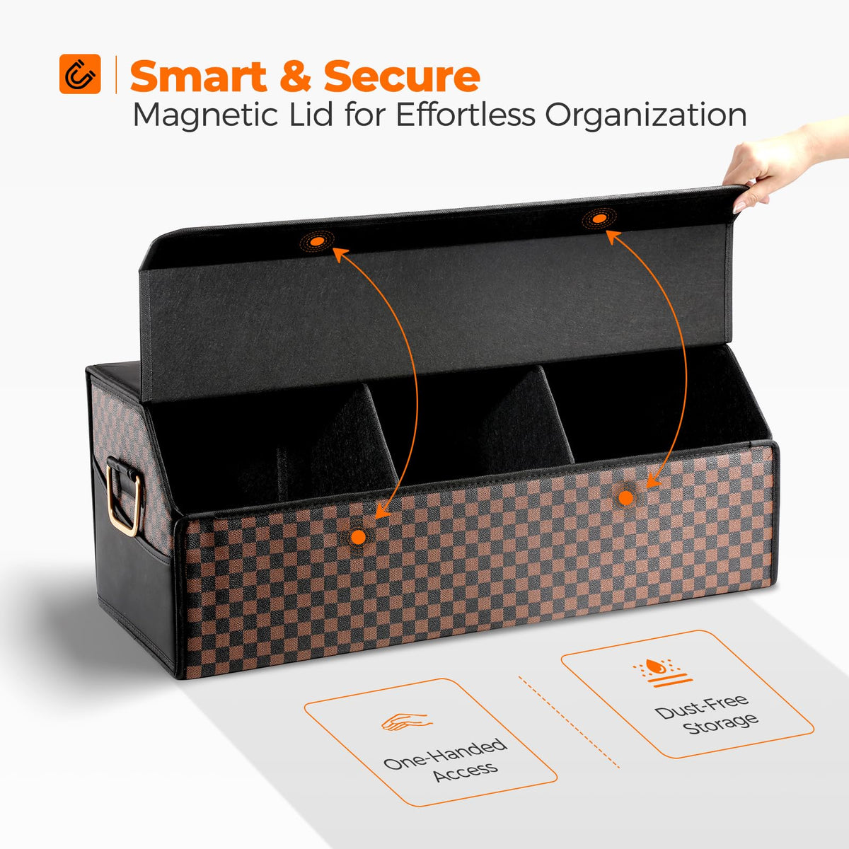 Fyzeoty open magnetic lid demonstrating fast access benefit