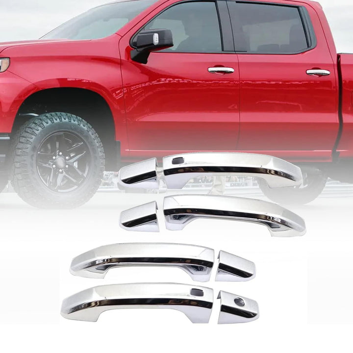 FZJDSD chrome door handle cover front view showing polished finish and visual upgrade