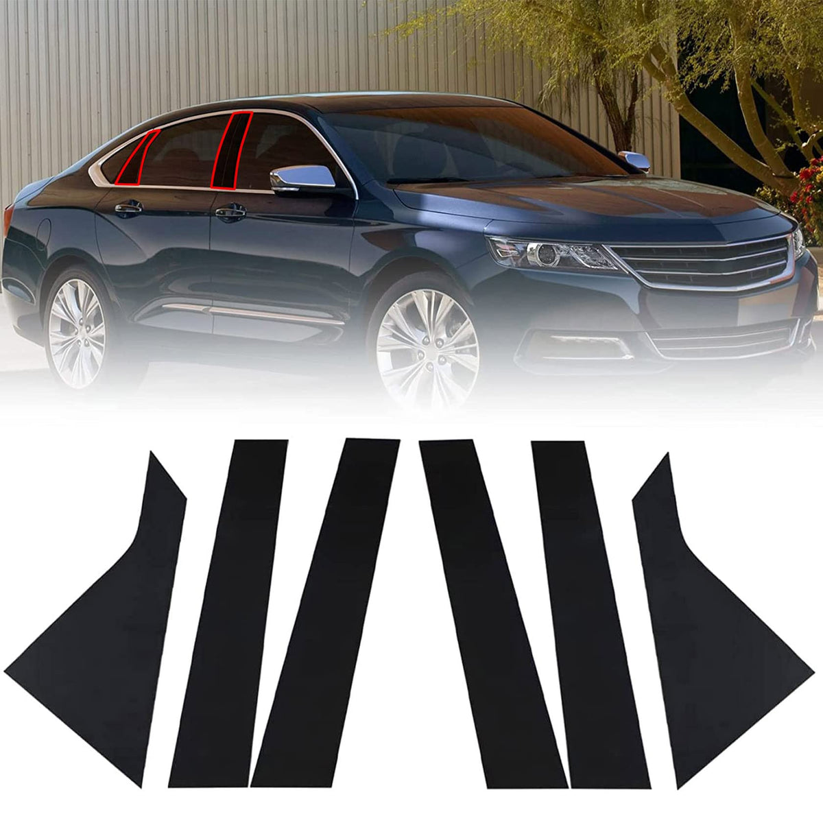 FZJDSD front packaging showing six glossy pillar posts and fitment details for quick identification