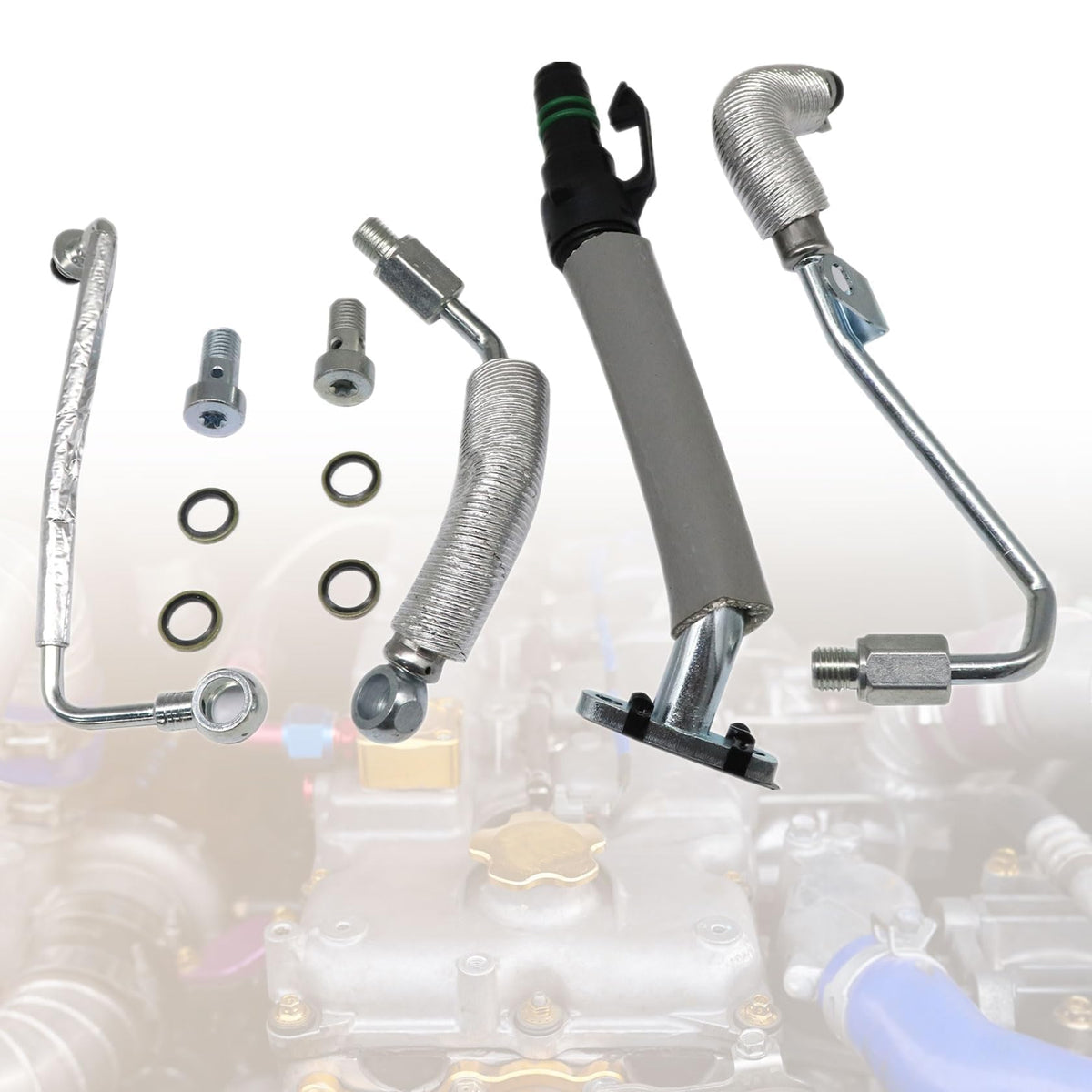 FZJDSD front view of full 4PCS kit showing all pipes and packaging benefits fitment