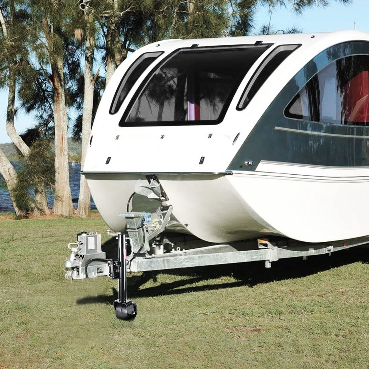 FZZD on a boat trailer at a ramp demonstrating maneuvering benefit