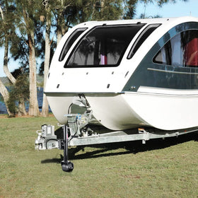FZZD on a boat trailer at a ramp demonstrating maneuvering benefit