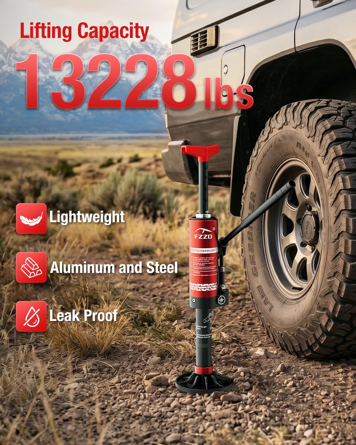 FZZD tilted on gravel demonstrating stability on uneven ground