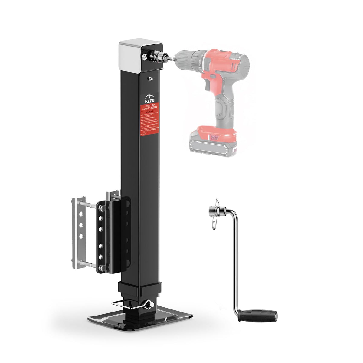 FZZD trailer jack front view showing solid construction and stable support