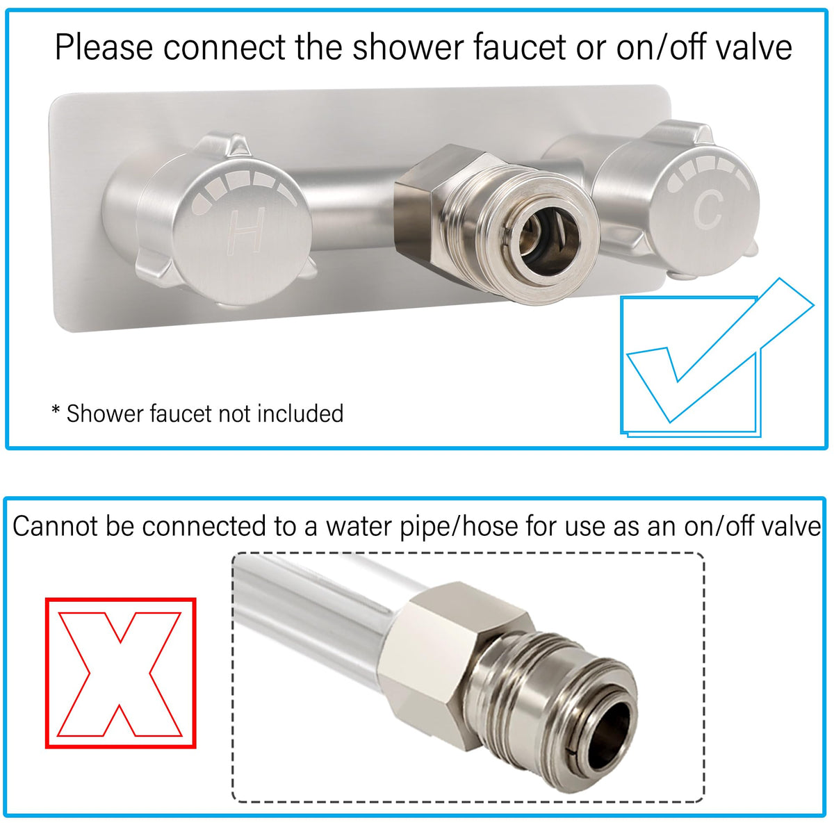 G-Sunny connector attached to RV exterior faucet demonstrating quick connection convenience