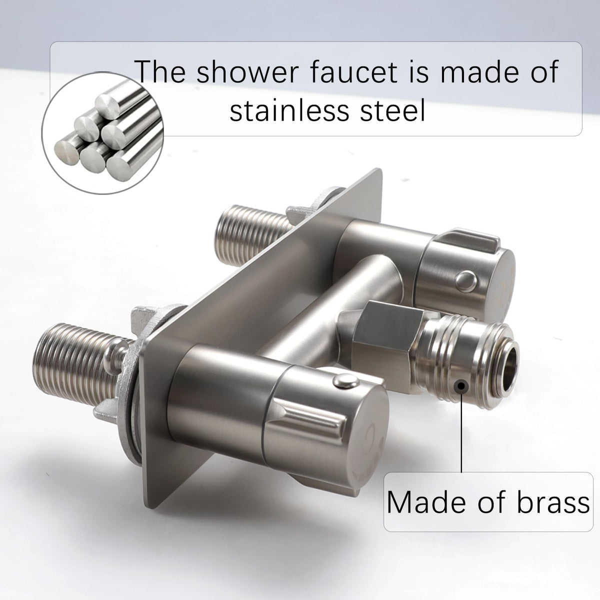 G-Sunny metal double knobs close-up for easy-turn temperature and flow control