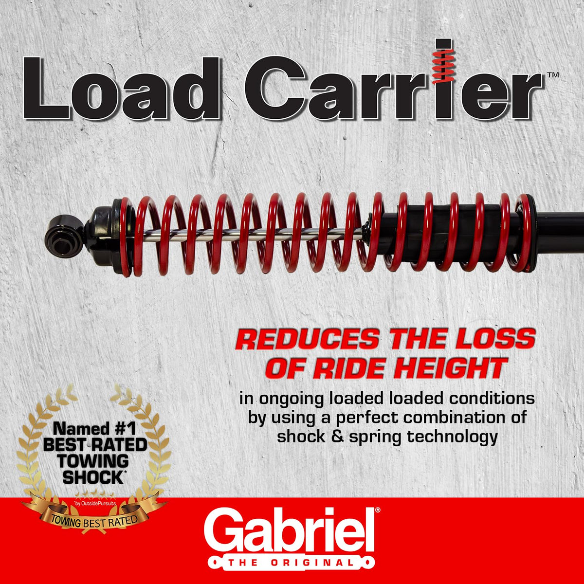 Gabriel installed on truck rear demonstrating improved ride-height under load benefit