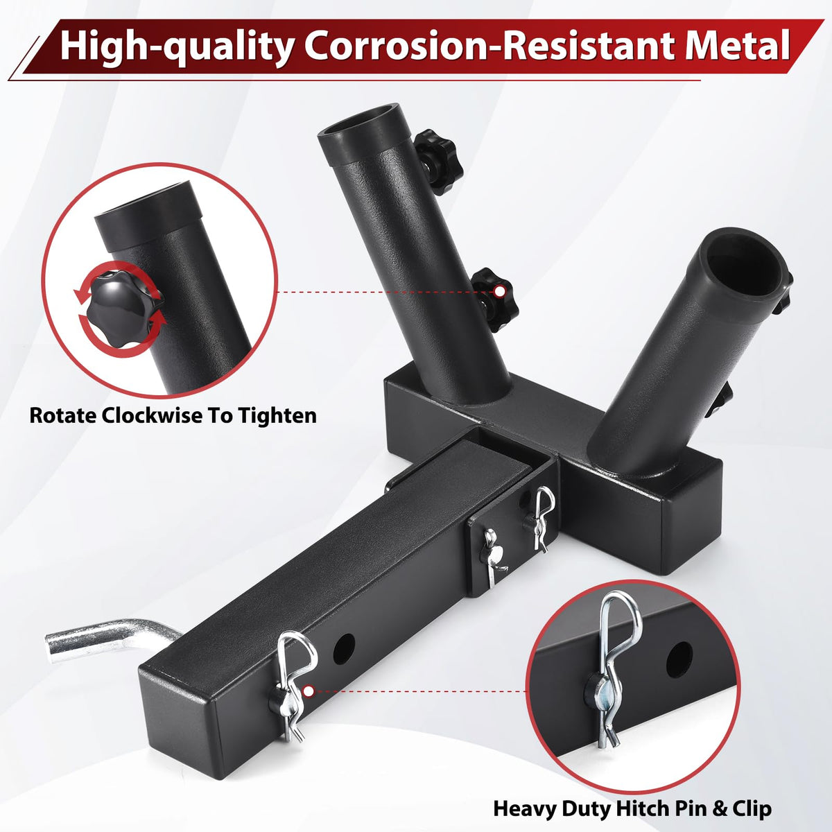 GADFISH closeup of M6 swivel screws securing pole for reliable hold