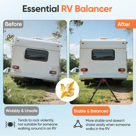GADFISH folded stabilizer stored on hitch illustrating compact travel convenience