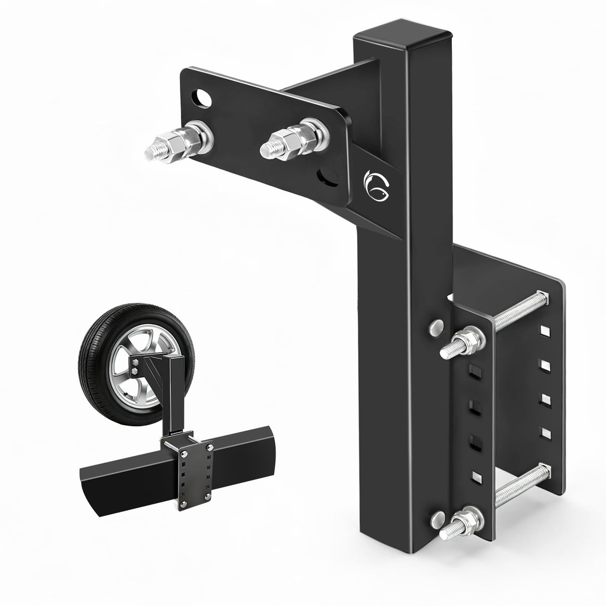 GADFISH front view of spare tire carrier showing secure mount and easy access