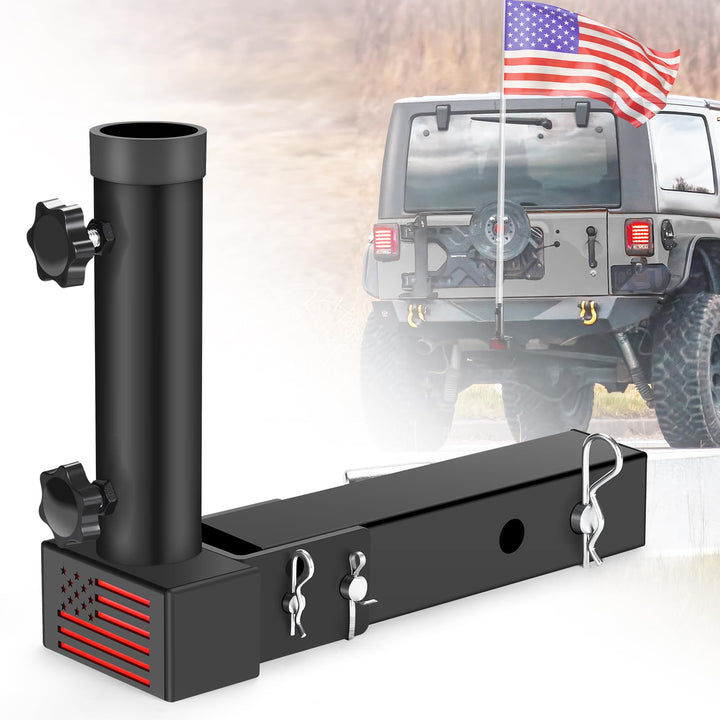 GADFISH front mount installed in hitch showing secure flag display benefit