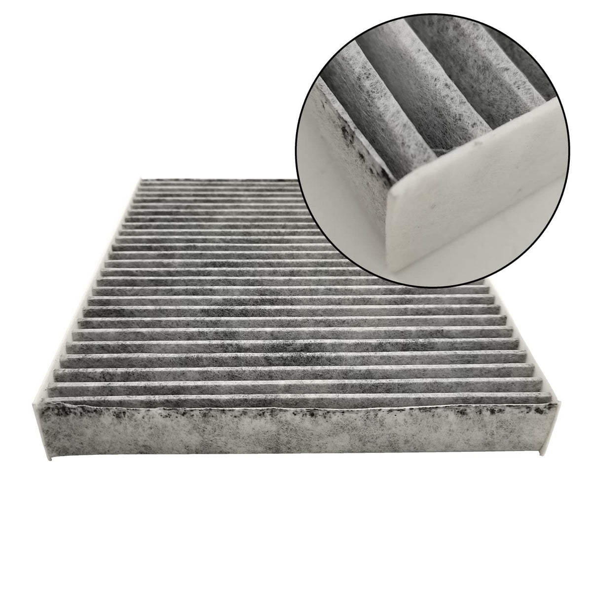 GaeaAuto CF10743 cabin filter pleats close-up showing fine filtration for passenger comfort