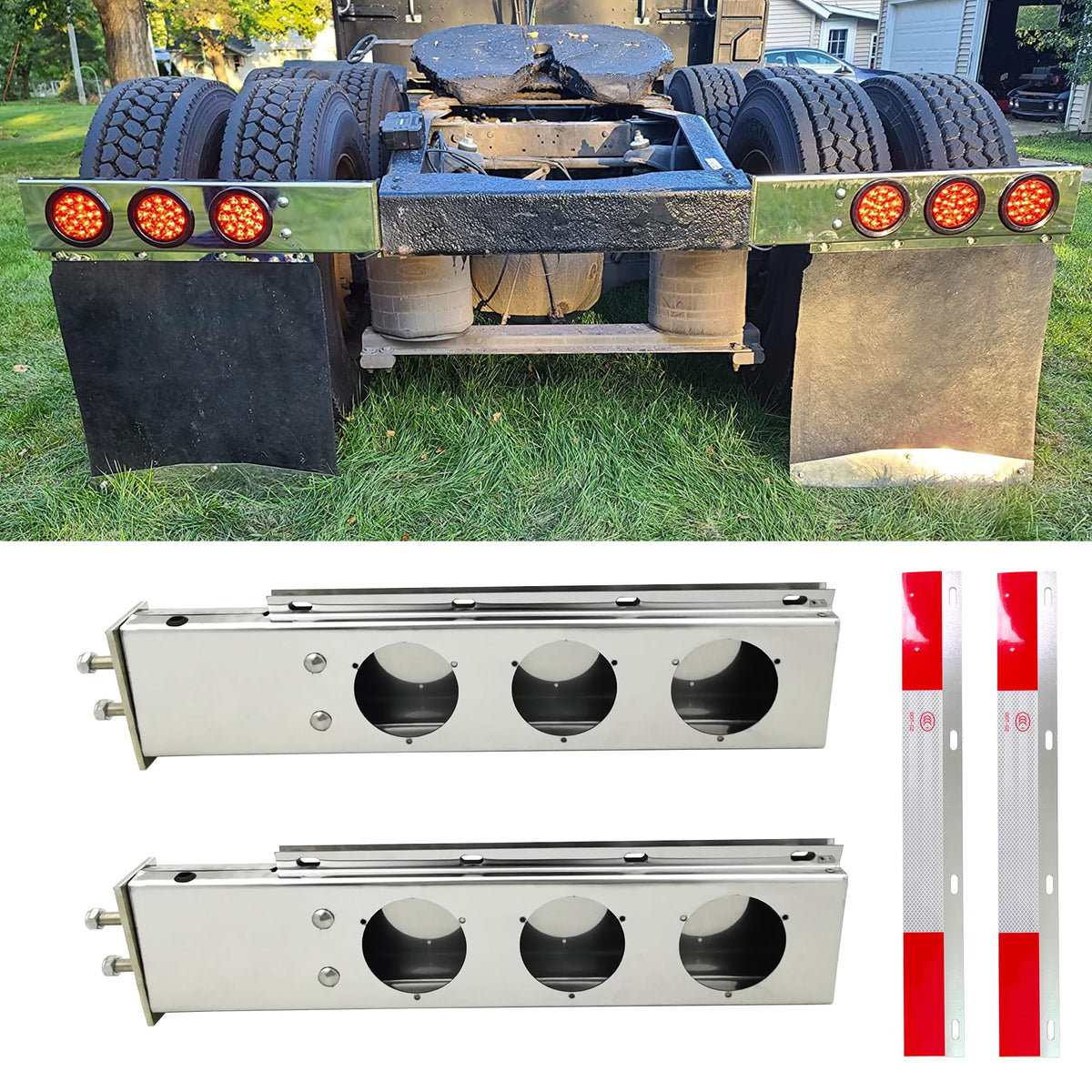 GaeaAuto front view of mudflap hanger pair showing bolt pattern and fit