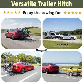 GAFONAXDRI rear hitch installed on Tesla Model Y demonstrating secure towing capability