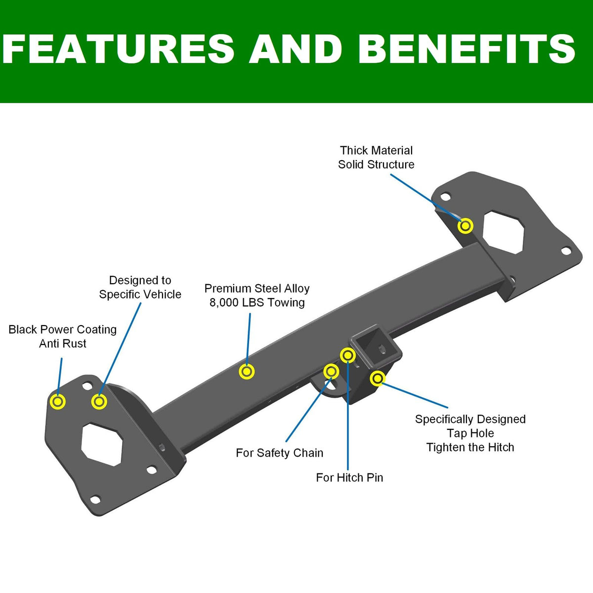GAFONAXDRI hitch beside tools and tape measure showing correct scale and easy installation