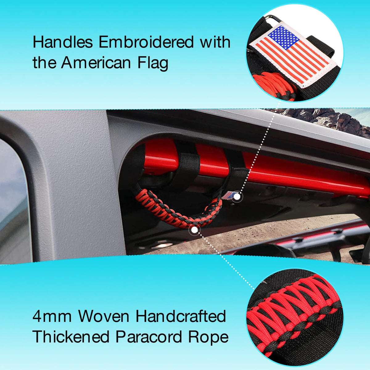 GAIZON close-up of paracord texture showing anti-slip grip for passenger safety