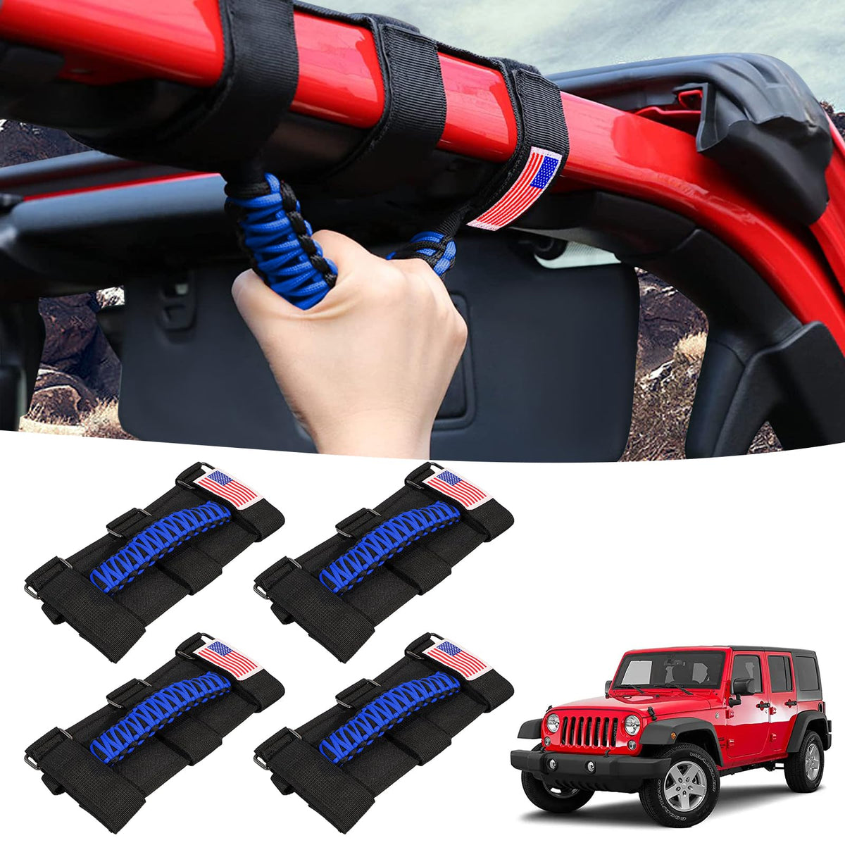 GAIZON front view of grab handles showing American flag design and fit