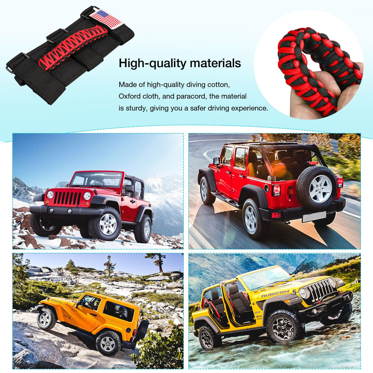 GAIZON handles beside a hand showing scale for easy grip and passenger comfort