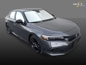 Galaxy Auto Shield installed in Civic sedan showing blocked sunlight and cooler cabin