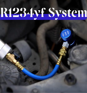 GallopMax R134A and R1234YF couplers close-up for dual-system compatibility