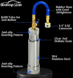 GallopMax oil checkers and measuring cup arranged to simplify volume checks