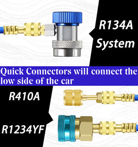 GallopMax R134A quick coupler attached, secure low-side connection benefit