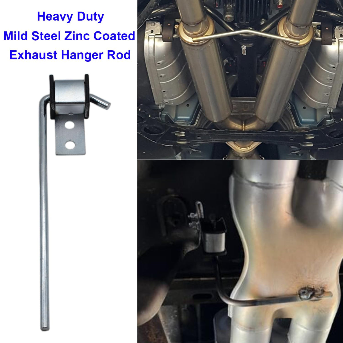 Ganluuree hanger set installed under a car demonstrating secure exhaust support and stability