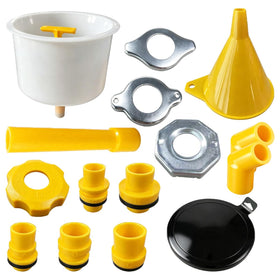 GAOLAOSY funnel front view showing no-spill rotary cap and benefit of controlled filling