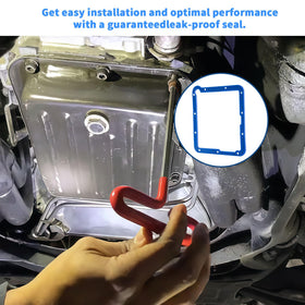 GAQUECY 93107 installed on Ford C4 pan demonstrating leak-prevention benefit