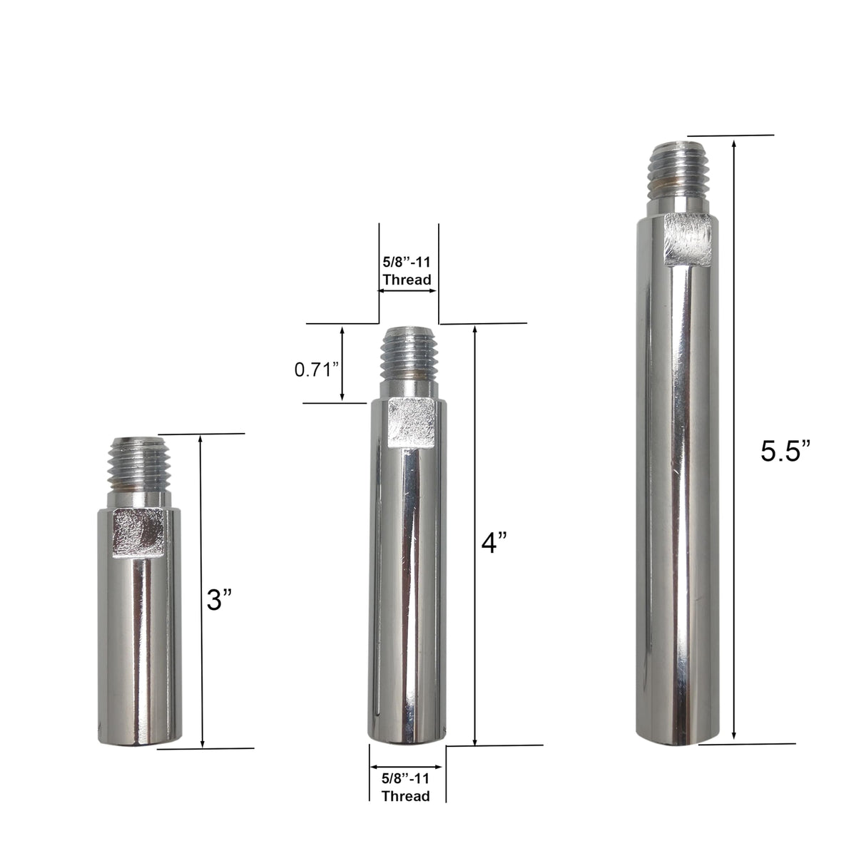 Gaquolam threaded extension close-up showing durable nickel-plated finish