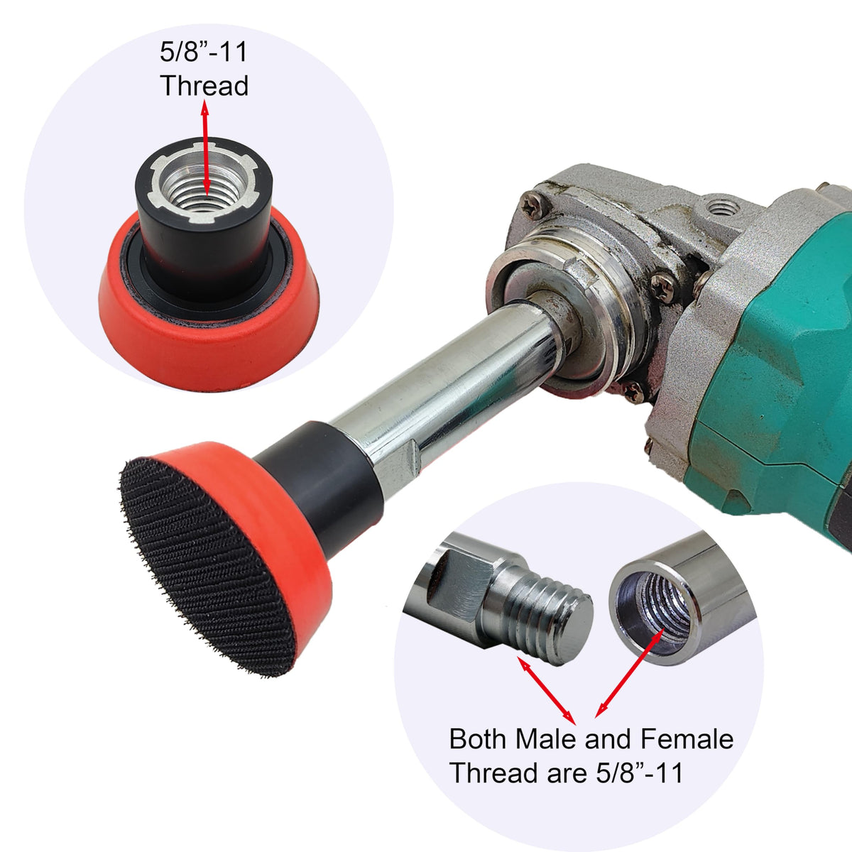 Gaquolam three polishing pads displayed to show quick-change benefit