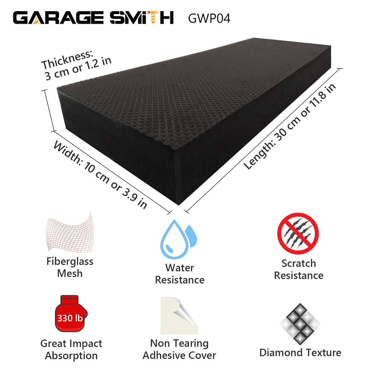 Garage Smith adhesive back with fiberglass mesh for strong, removable hold