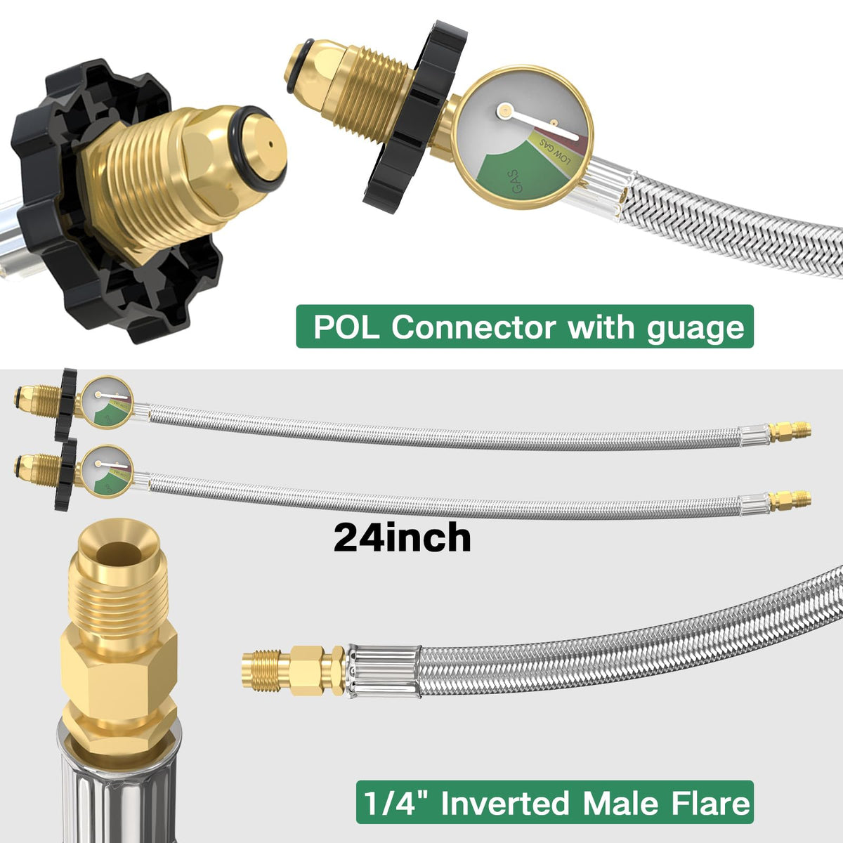 GardenNow close-up of solid brass POL Acme fitting for secure tank connection and corrosion resistance