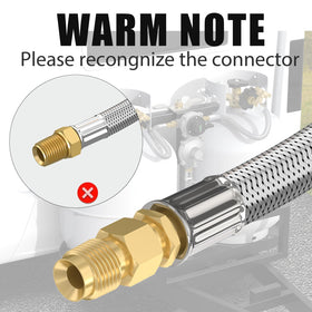 GardenNow hose connected to RV regulator demonstrating easy install and reliable fuel feed