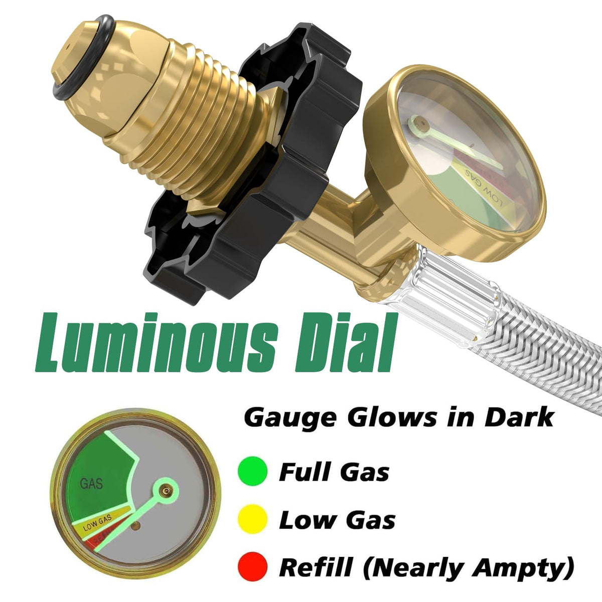 GardenNow pressure gauge reading on hose for quick tank pressure checks and safe monitoring
