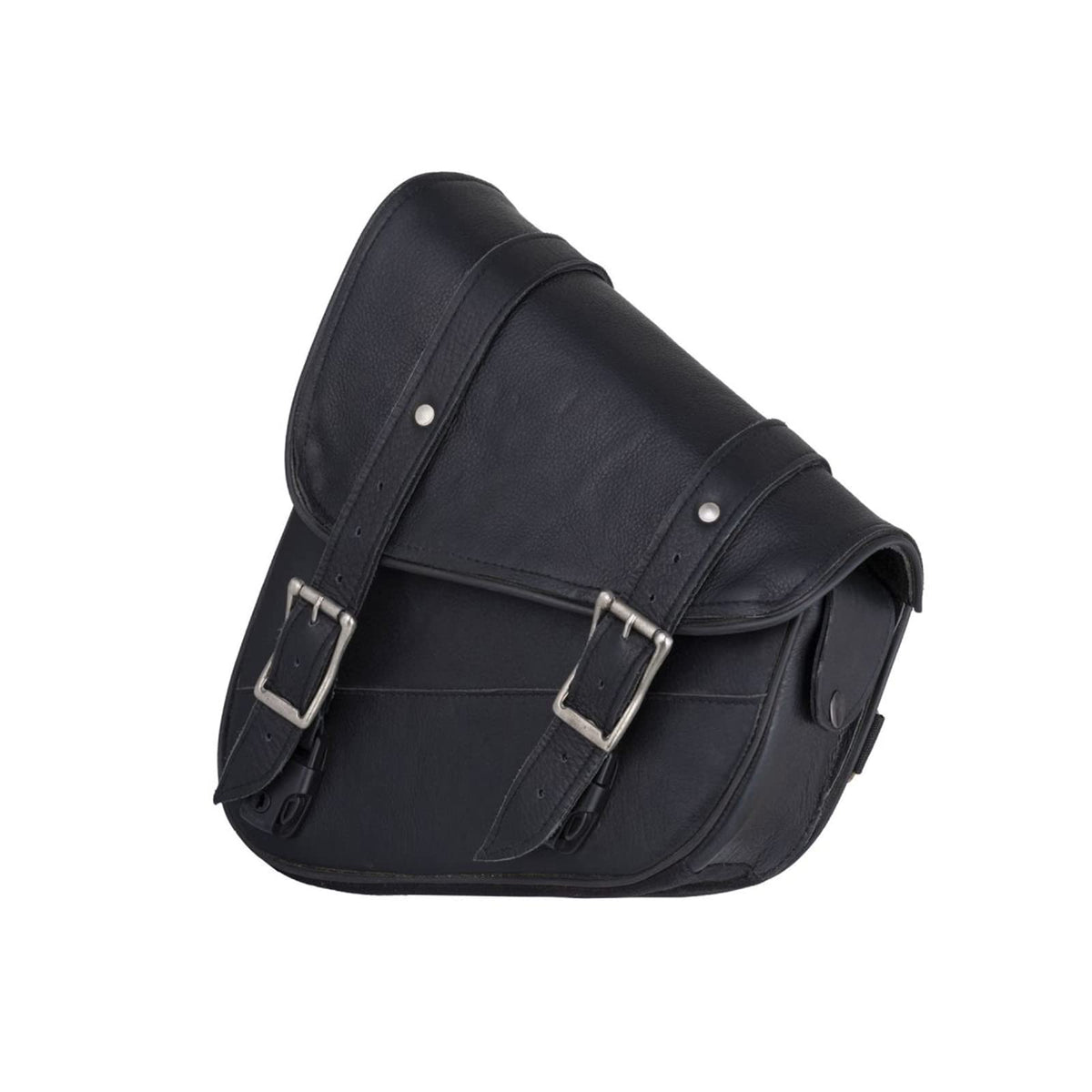 GARGOYLE BELLS front view of swing arm bag showing compact shape and classic style