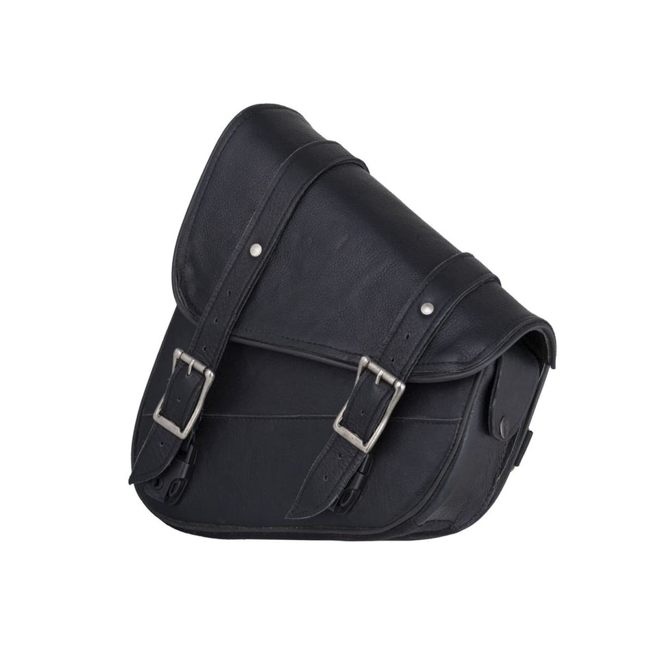 GARGOYLE BELLS front view of swing arm bag showing compact shape and classic style