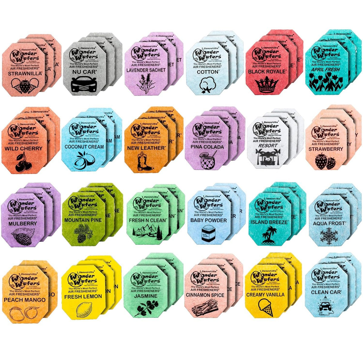 GARIZZE front packaging showing the 72-count variety pack and scent labels for easy selection