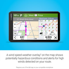Garmin dēzl OTR720 box with accessories illustrating ready-to-install in-cab setup
