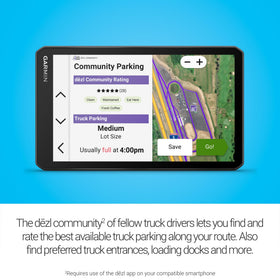 Garmin dēzl OTR720 map with bridge and curve alerts increasing on-route awareness