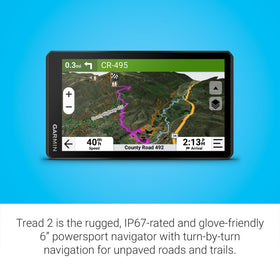 Garmin Tread 2 close-up of touchscreen texture for glove use benefit