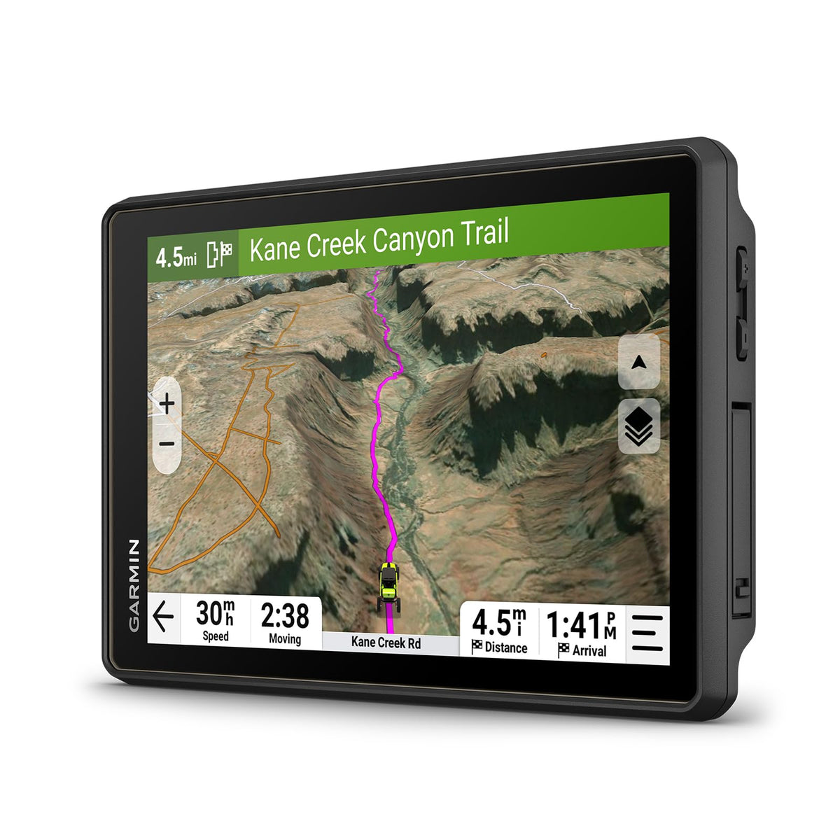 Garmin Tread 2 front display showing map for clear route viewing