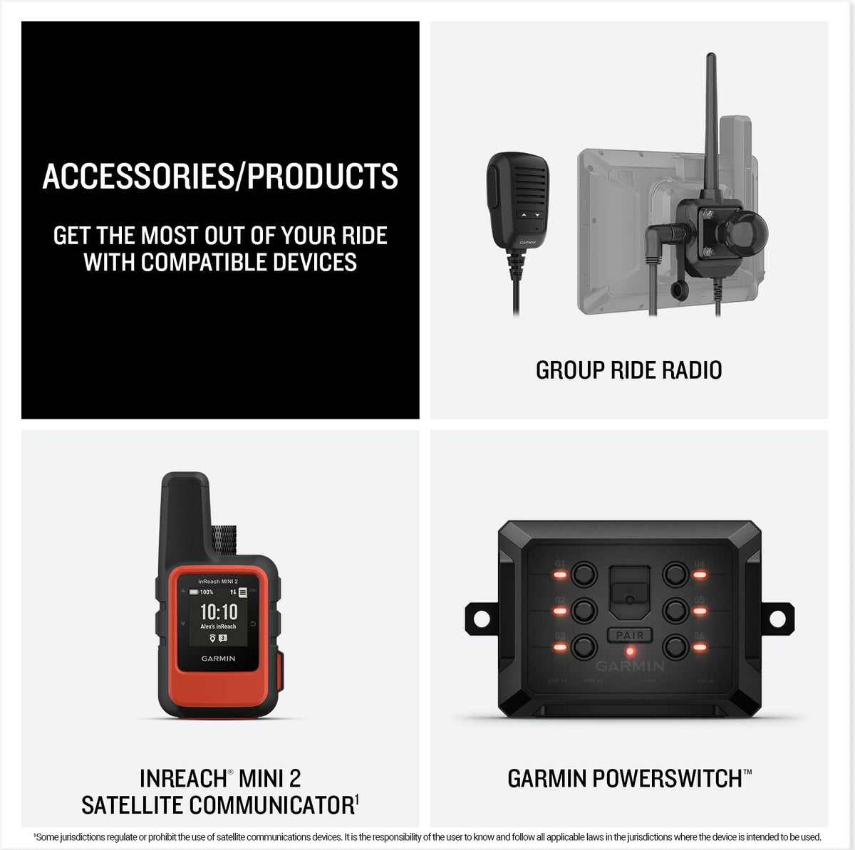 Garmin Tread 2 tube mount and bare-wire power cable for secure installation