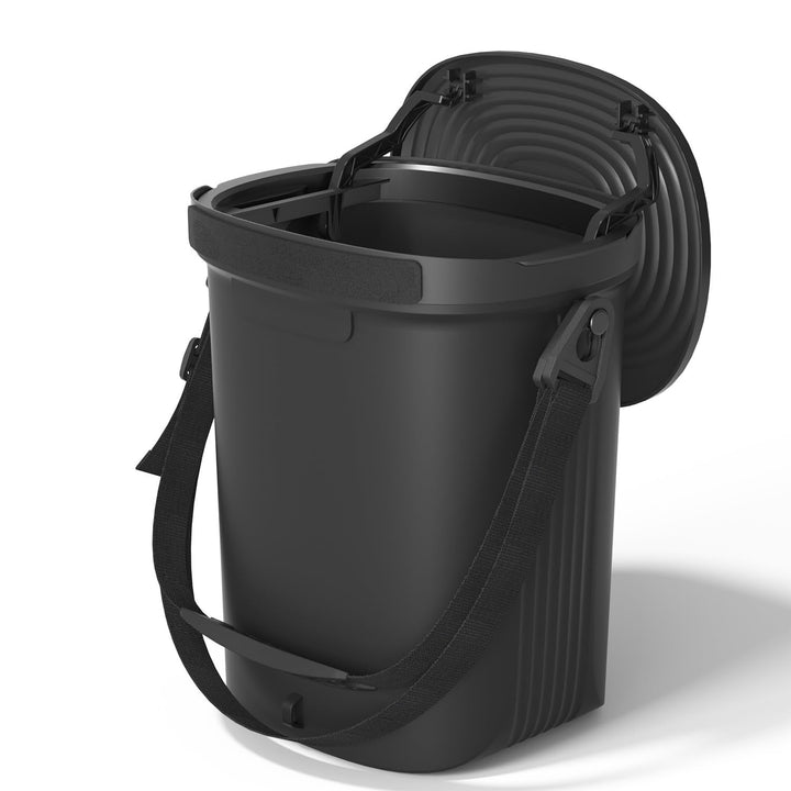 Garoopion front view of silicone trash can shows compact leakproof design benefit