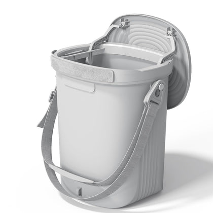 Garoopion front view with flip cover sealing odors and spills