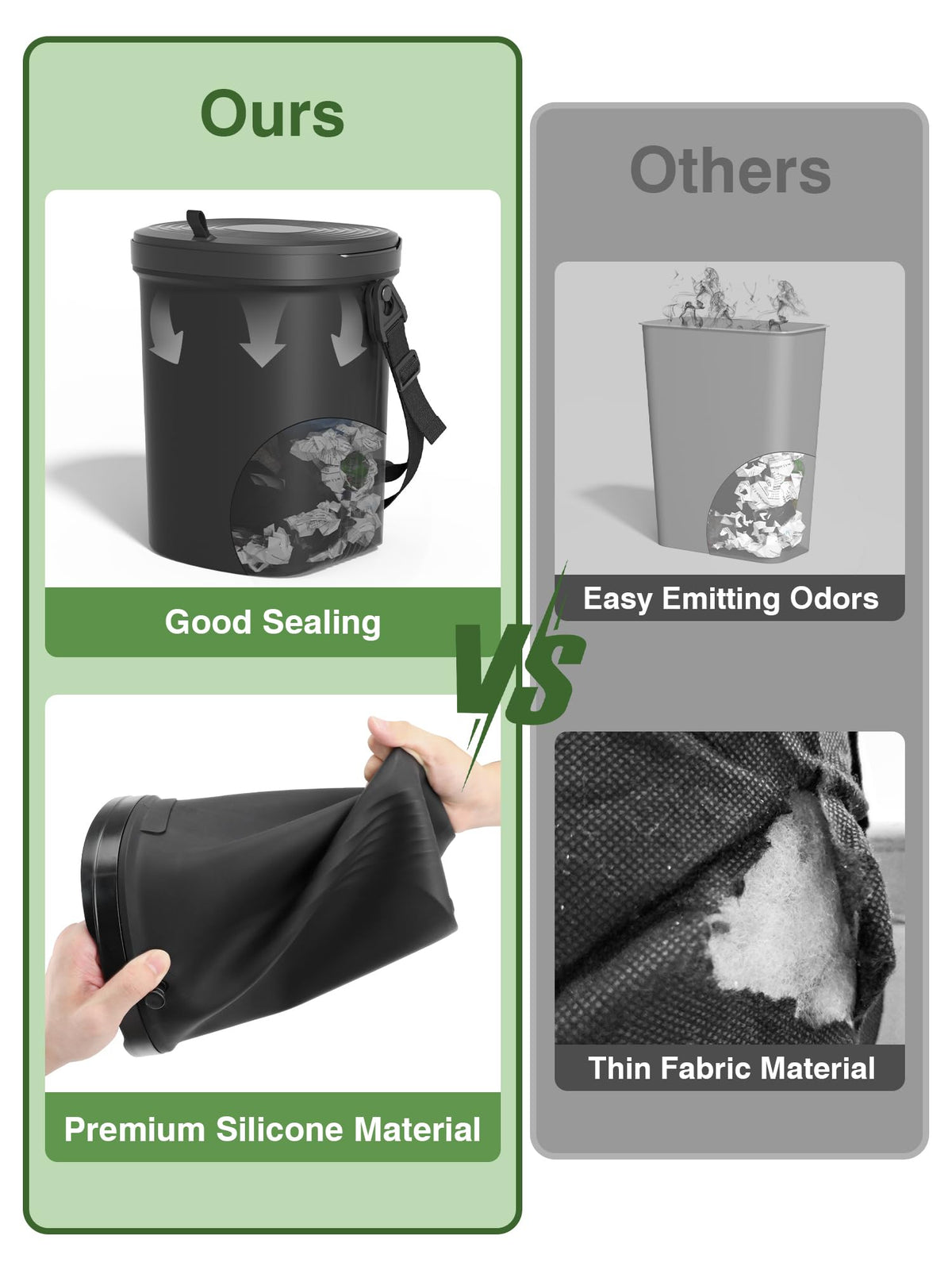 Garoopion open flip cover revealing interior for easy waste access benefit