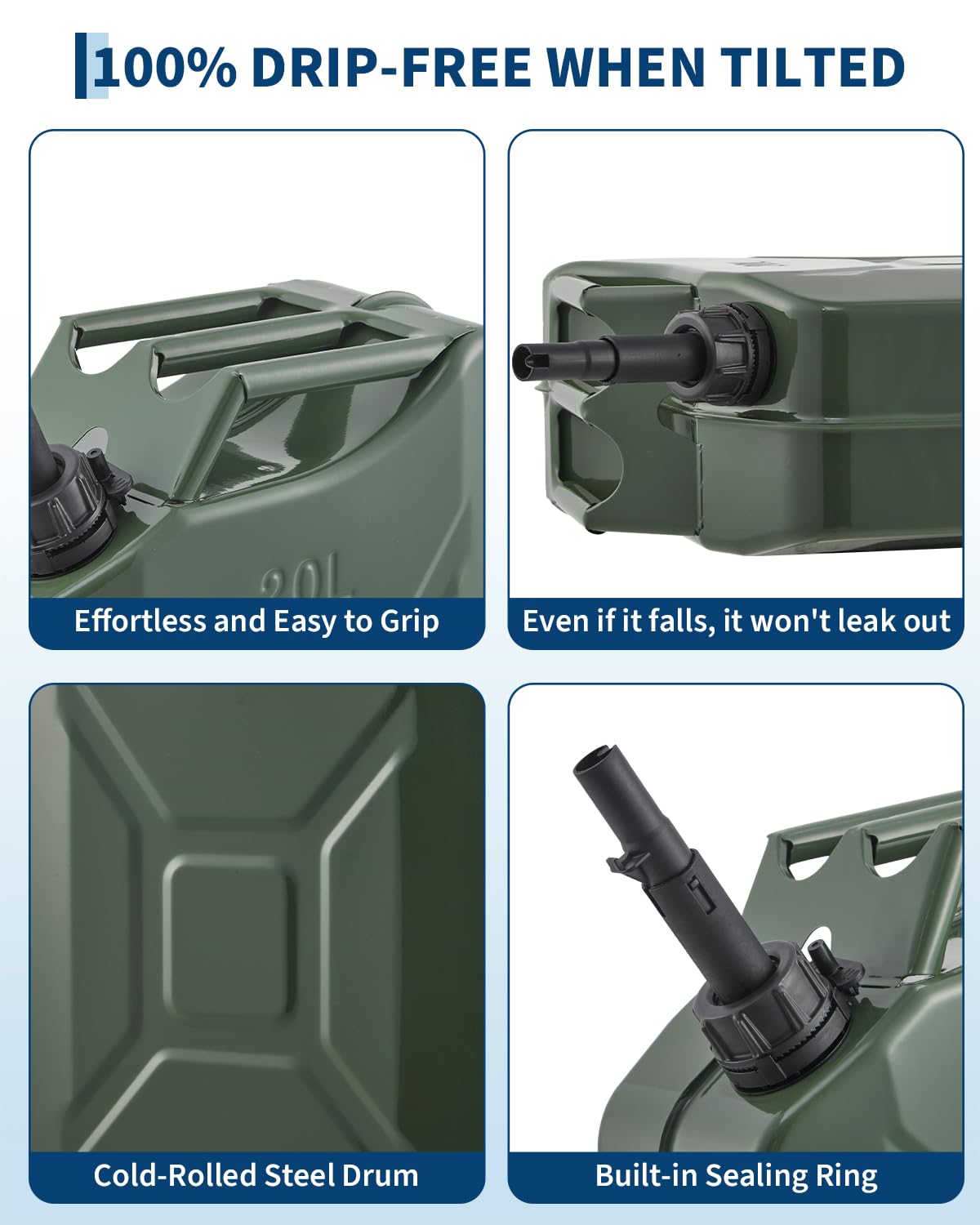 Garvee sealing cap and locking clip detail preventing leaks during transport