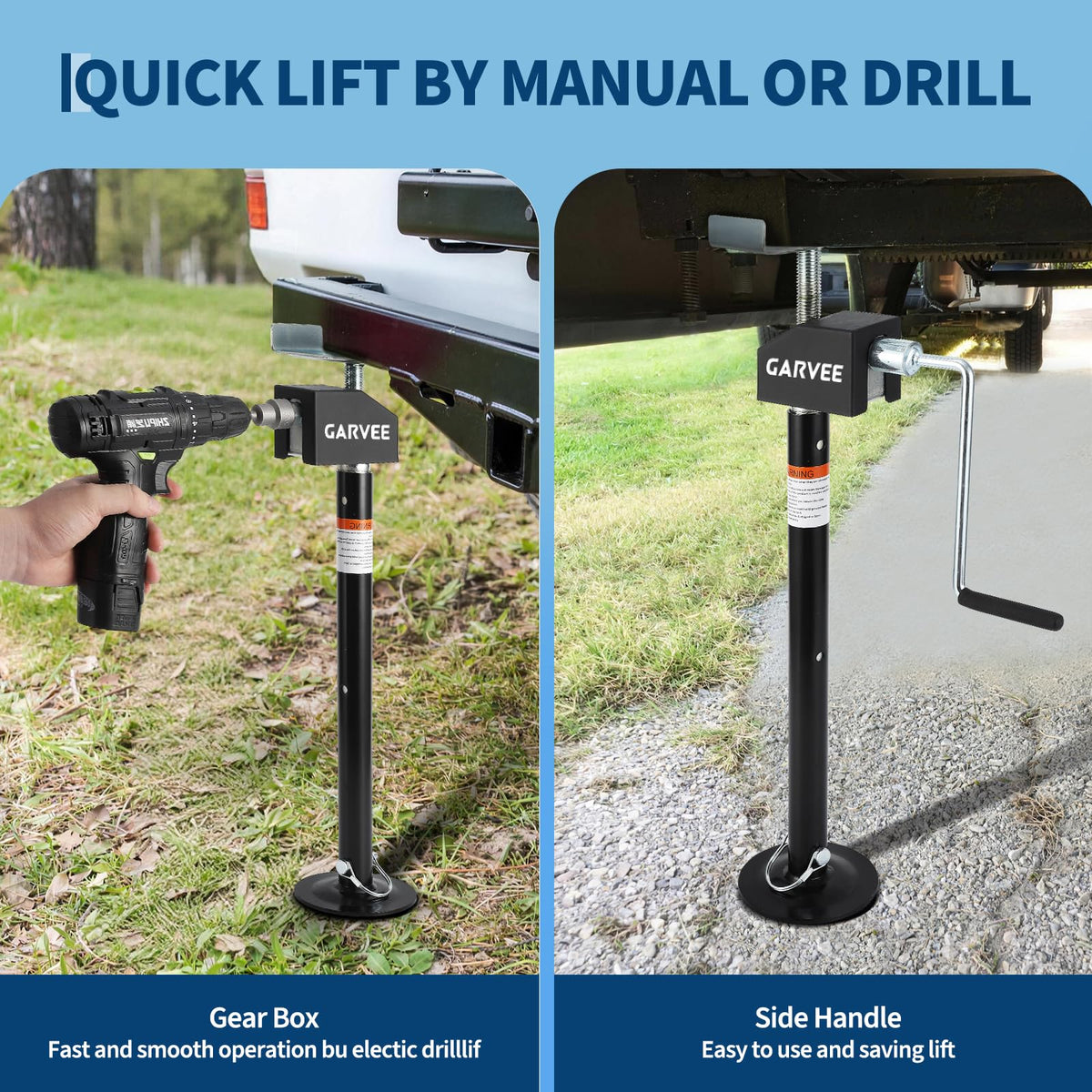 Garvee image of drill-operated installation for quick camper setup
